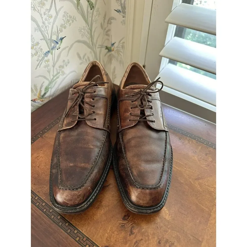 ECCO Men's Lace Up Dress Shoes Size EU 40 US 7-8 Leather Distressed Brown